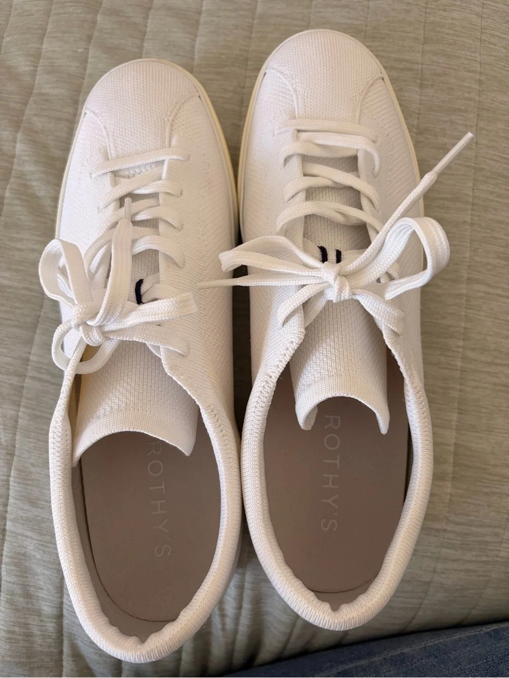 Rothy's Women's White Knit Lace-Up Sneakers (barely worn)